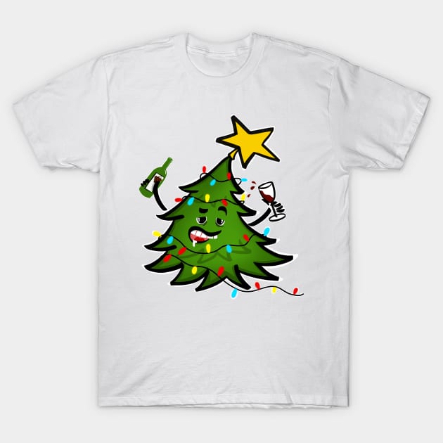 Tipsy Christmas Tree T-Shirt by SusanaDesigns